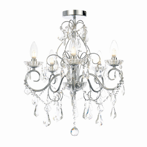 Forum Spa Vela Polished Chrome/Clear 495mm 5 Light Bathroom Chandelier - SPA-19713-CHR Viewed from a Different Angle