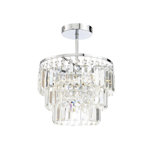 Forum Spa Belle Polished Chrome 300mm Crystal Bars Semi-Flush Ceiling Light - SPA-24678-CHR Front View