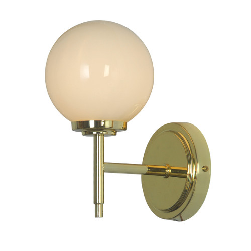 Forum Spa Porto Polished Brass/Opal 120mm 1 Lamp Wall Light - SPA-31306-BRS Front View