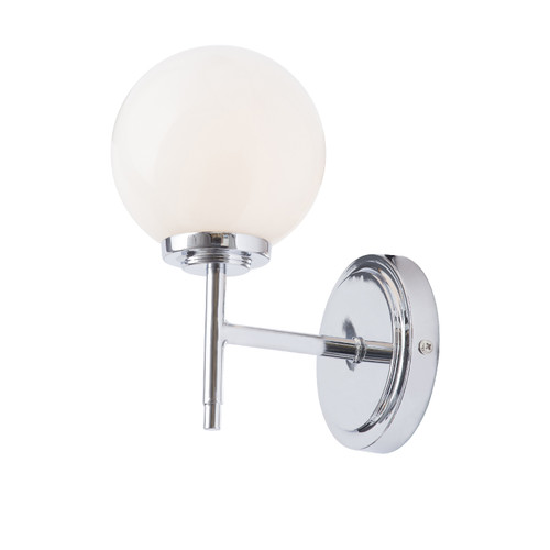 Forum Spa Porto Polished Chrome/Opal 120mm 1 Lamp Wall Light - SPA-31306-CHR Viewed Switched On