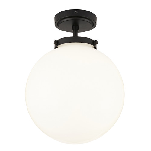 Forum Spa Porto Matt Black/Opal 250mm 1 Lamp Semi-Flush Ceiling Light - SPA-31309-MBlk Viewed from a Different Angle