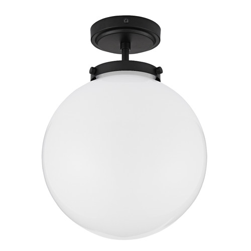 Forum Spa Porto Matt Black/Opal 250mm 1 Lamp Semi-Flush Ceiling Light - SPA-31309-MBlk Viewed from a Different Angle