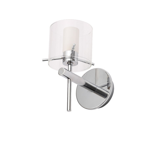 Forum Spa Gene Polished Chrome/Clear 100mm 1 Lamp Cylinder Wall Light - SPA-31725-CHR Front View