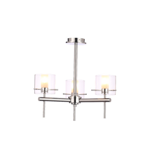 Forum Spa Gene Polished Chrome/Clear 370mm 3 Lamp Cylinder Ceiling Light - SPA-31726-CHR Viewed from a Different Angle