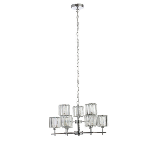 Forum Spa Pegasi Polished Chrome 540mm 9 Lamp Ingot Chandelier - SPA-33929-CHR Front View