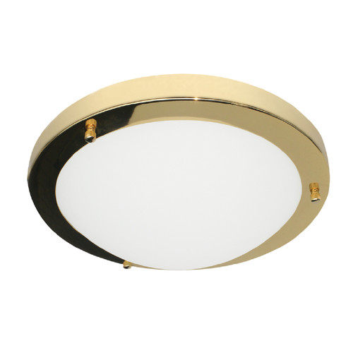 Forum Spa Delphi Polished Brass 310mm Large LED Flush Ceiling Light - SPA-34047-BRS Front View