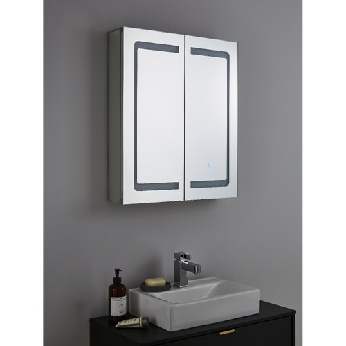 Forum Spa Hym 600mm x 700mm 2 Door Illuminated LED Mirrored Cabinet with Touch Switch and Shaver Socket - SPA-35708 Viewed from a Different Angle