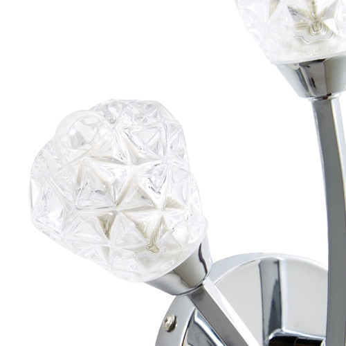 Forum Spa Volos Polished Chrome/Clear 180mm 2 Lamp Flush Wall Light - SPA-35808-CHR Viewed from a Different Angle