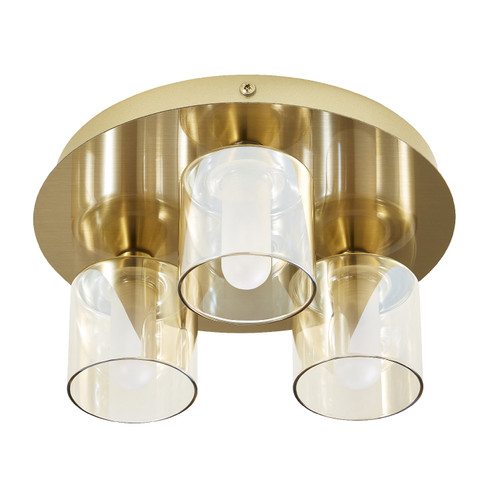 Forum Spa Patras Satin Brass/Champagne 230mm 3 Lamp Plate Flush Ceiling Light - SPA-35809-CHAMP Viewed from a Different Angle