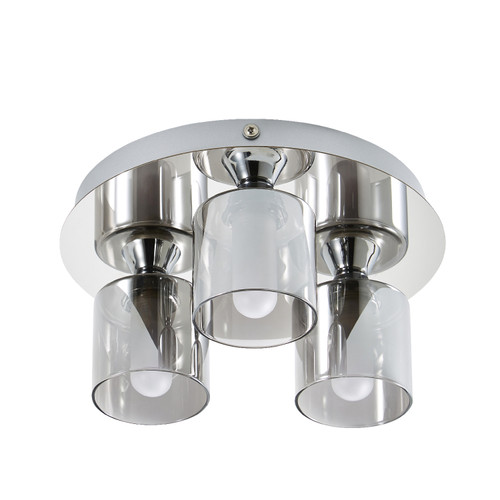 Forum Spa Patras Polished Chrome/Smoke 230mm 3 Lamp Plate Flush Ceiling - SPA-35809-CHR Viewed from a Different Angle
