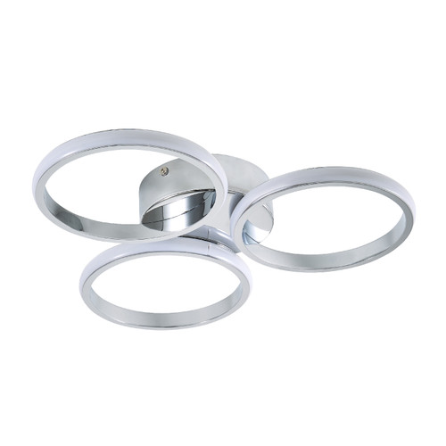Forum Spa Chios Polished Chrome 400mm 3 Ring LED Flush Ceiling Light - SPA-36129-CHR Viewed from a Different Angle