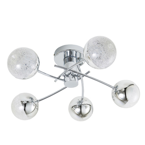 Forum Spa Rhodes Polished Chrome 500mm 5 Lamp LED Semi-Flush Ceiling Light - SPA-36303-CHR Viewed from a Different Angle