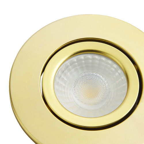 Forum Spa Como Satin Brass 31mm Fire-rated IP65 5w LED Tiltable Bathroom Downlight - SPA-38571-SBRS Viewed from a Different Angle