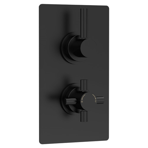 Hudson Reed Tec Pura Matt Black Twin Thermostatic Shower Valve with Diverter - A4007 Main View