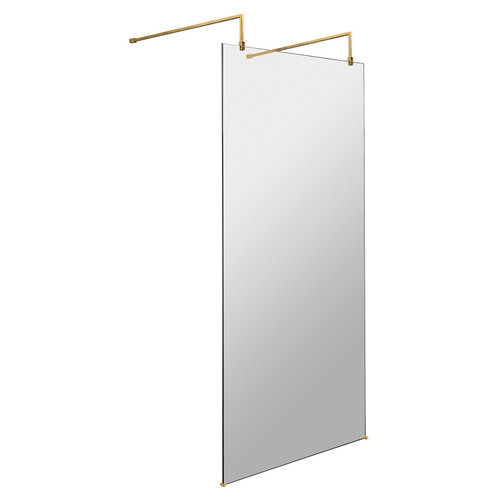 Hudson Reed 1000mm x 1950mm Wetroom Screen with Brushed Brass Support Bars and Feet - BBPAF10 Main View
