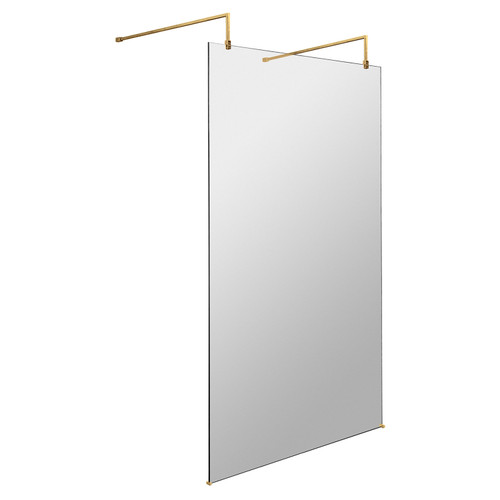 Hudson Reed 1100mm x 1950mm Wetroom Screen with Brushed Brass Support Bars and Feet - BBPAF11 Main View