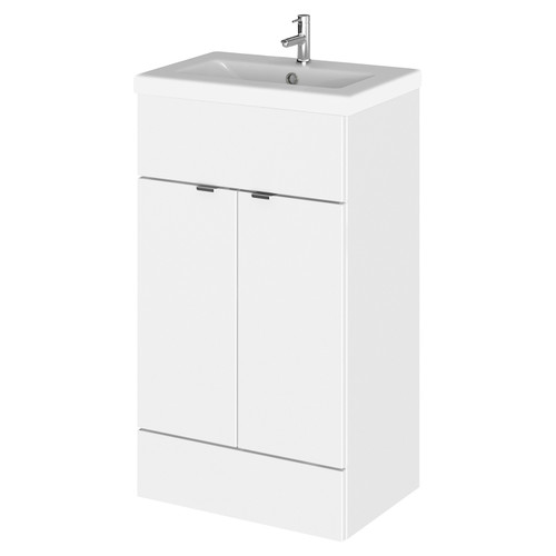 Hudson Reed Fusion Gloss White 500mm Full Depth Vanity Unit and Ceramic Basin with 1 Tap Hole - CBI124A Main View