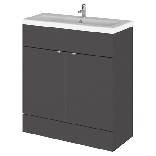 Hudson Reed Fusion Gloss Grey 800mm Full Depth Vanity Unit with Ceramic Basin - CBI928A Main View