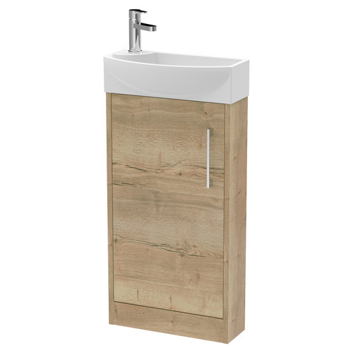 Hudson Reed Juno Autumn Oak 440mm 1 Door Vanity Unit and Right Hand Basin with 1 Tap Hole - JNU1821R Main View