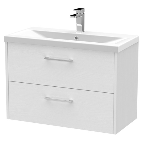 Hudson Reed Juno White Ash 800mm Wall Hung 2 Drawer Vanity Unit with 40mm Profile Basin - JNU2126A Main View