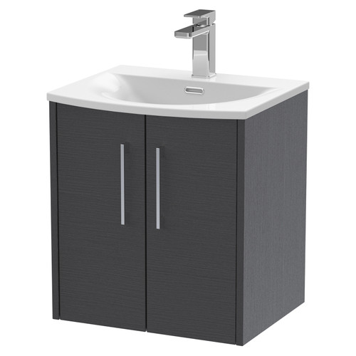 Hudson Reed Juno Graphite Grey 500mm Wall Hung 2 Door Vanity Unit with 30mm Profile Basin - JNU2221G Main View