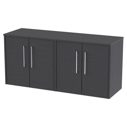 Hudson Reed Juno Graphite Grey 1200mm Wall Hung 4 Door Vanity Unit and Worktop - JNU2223W2 Main View