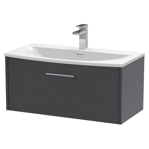 Hudson Reed Juno Graphite Grey 800mm Wall Hung Single Drawer Vanity Unit with 30mm Profile Basin - JNU2225G Main View