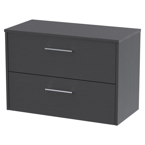 Hudson Reed Juno Graphite Grey 800mm Wall Hung 2 Drawer Vanity Unit and Worktop - JNU2226W Main View