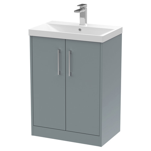 Hudson Reed Juno Coastal Grey 600mm 2 Door Vanity Unit with 50mm Profile Basin - JNU2303D Main View