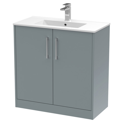 Hudson Reed Juno Coastal Grey 800mm 2 Door Vanity Unit with 18mm Profile Basin - JNU2305B Main View