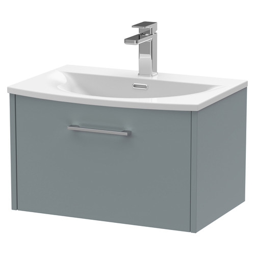 Hudson Reed Juno Coastal Grey 600mm Wall Hung Single Drawer Vanity Unit with 30mm Profile Basin - JNU2322G Main View