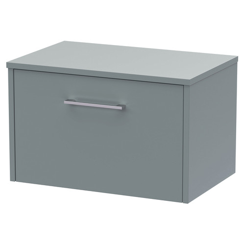 Hudson Reed Juno Coastal Grey 600mm Wall Hung Single Drawer Vanity Unit and Worktop - JNU2322W Main View