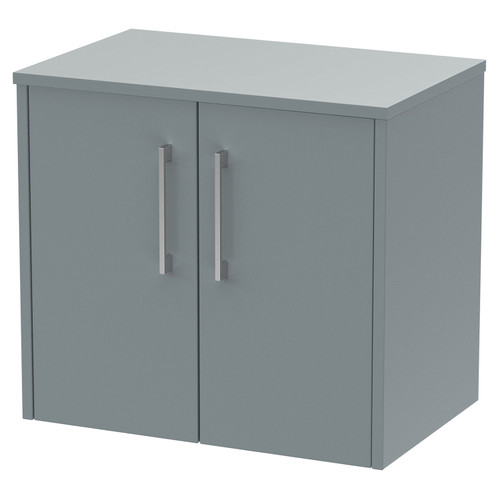 Hudson Reed Juno Coastal Grey 600mm Wall Hung 2 Door Vanity Unit and Worktop - JNU2323W Main View