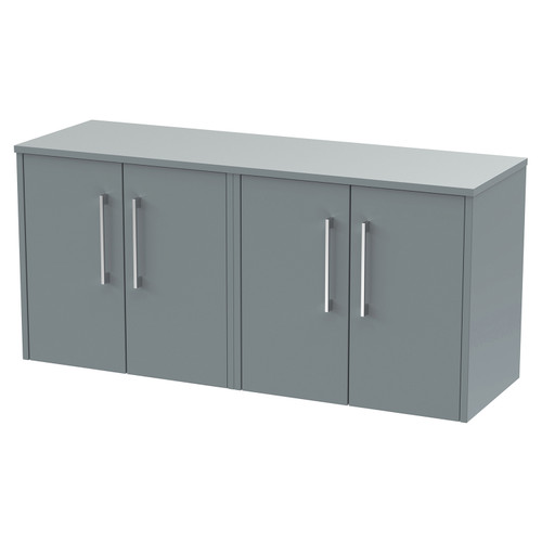 Hudson Reed Juno Coastal Grey 1200mm Wall Hung 4 Door Vanity Unit and Worktop- JNU2323W2 Main View