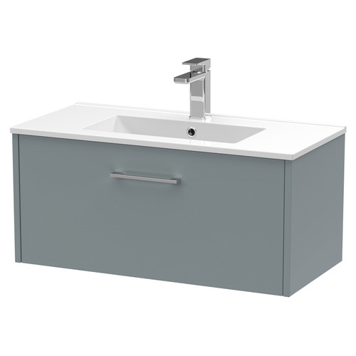 Hudson Reed Juno Coastal Grey 800mm Wall Hung Single Drawer Vanity Unit with 18mm Profile Basin - JNU2325B Main View