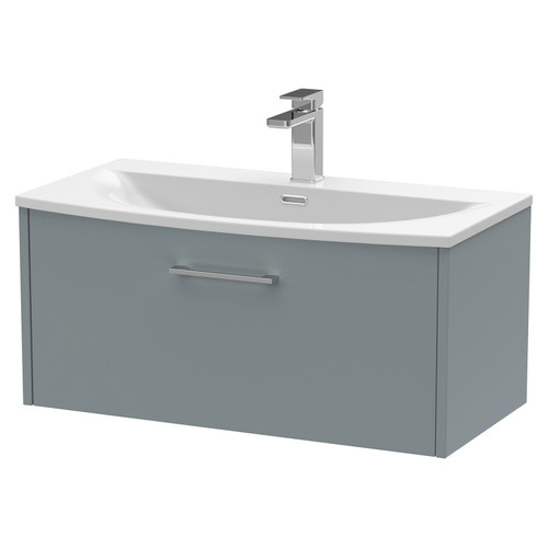 Hudson Reed Juno Coastal Grey 800mm Wall Hung Single Drawer Vanity Unit with 30mm Profile Basin - JNU2325G Main View