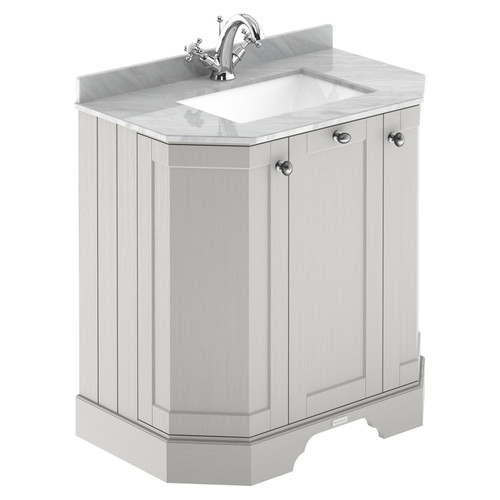Old London Timeless Sand 750mm Angled 3 Door Vanity Unit with Grey Marble Top and Basin with 1 Tap Hole - LOF416 Main View