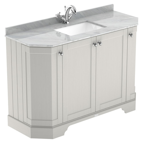 Old London Timeless Sand 1200mm Angled 4 Door Vanity Unit with Grey Marble Top and Basin with 1 Tap Hole - LOF460 Main View