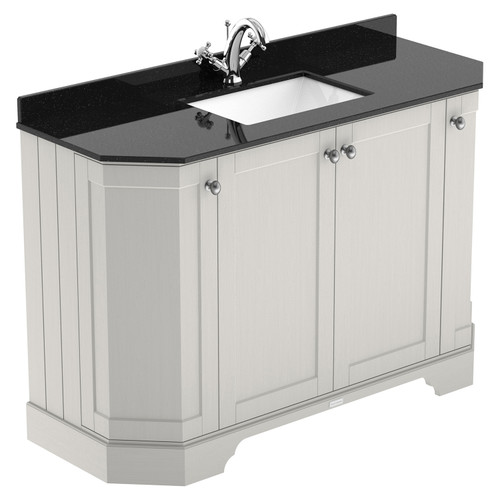 Old London Timeless Sand 1200mm Angled 4 Door Vanity Unit with Black Marble Top and Basin with 1 Tap Hole - LOF462 Main View