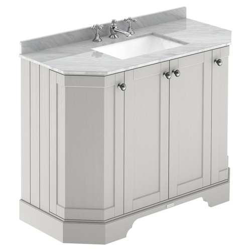 Old London Timeless Sand 1000mm Angled 4 Door Vanity Unit with Grey Marble Top and Basin with 3 Tap Holes - LOF487 Main View