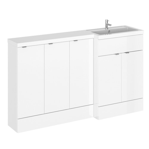 Hudson Reed Fusion Gloss White 1500mm Full Depth Combination 5 Door Vanity Storage Unit with Right Hand Basin - CBI118 Main Image