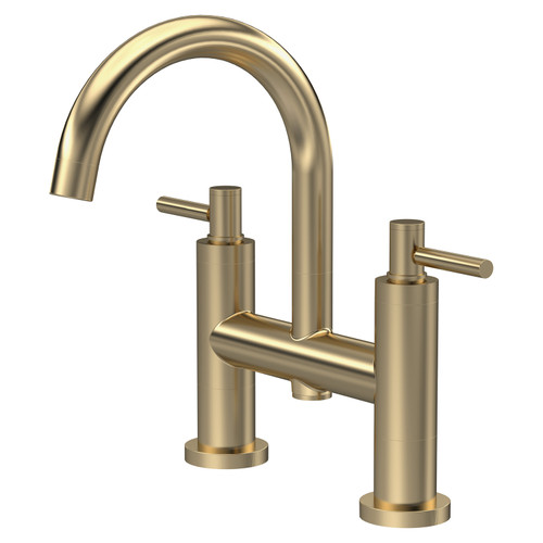 Hudson Reed Tec Lever Brushed Brass Bath Filler Tap with Swivel Spout - TEL853 Main View