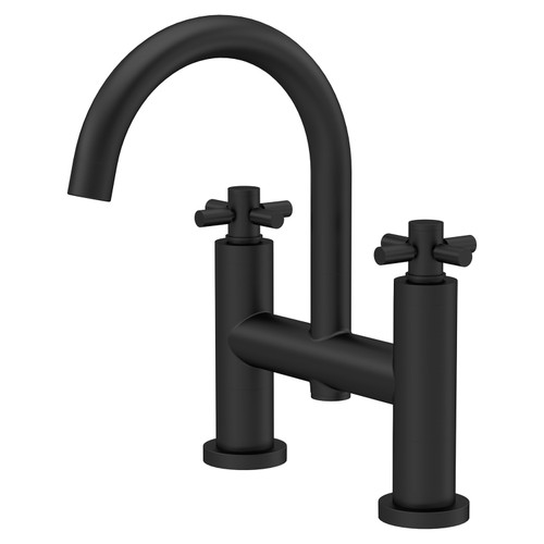 Hudson Reed Tec Crosshead Matt Black Bath Filler Tap with Swivel Spout - TEX453 Main View