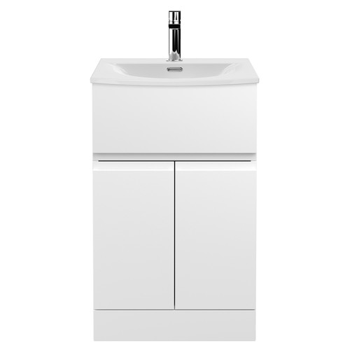 Hudson Reed Urban Satin White 500mm 2 Door and 1 Drawer Vanity Unit with 30mm Profile Basin - URB101G Main View