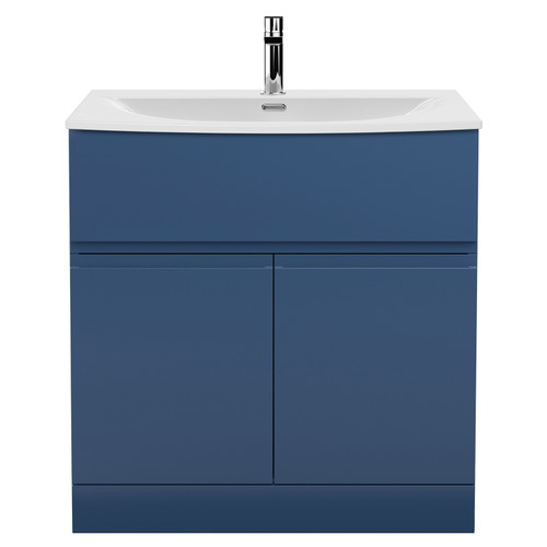 Hudson Reed Urban Satin Blue 800mm 2 Door and 1 Drawer Vanity Unit with 30mm Profile Basin - URB305G Main View