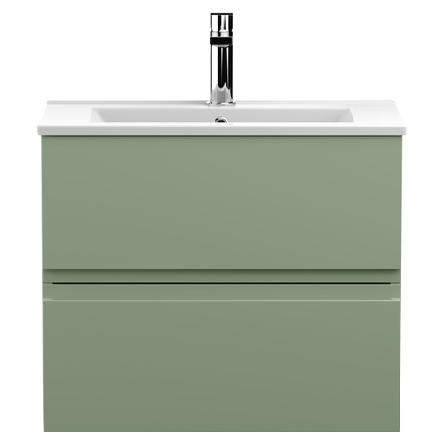 Hudson Reed Urban Satin Green 600mm Wall Hung 2 Drawer Vanity Unit with 18mm Profile Basin - URB804B Main View