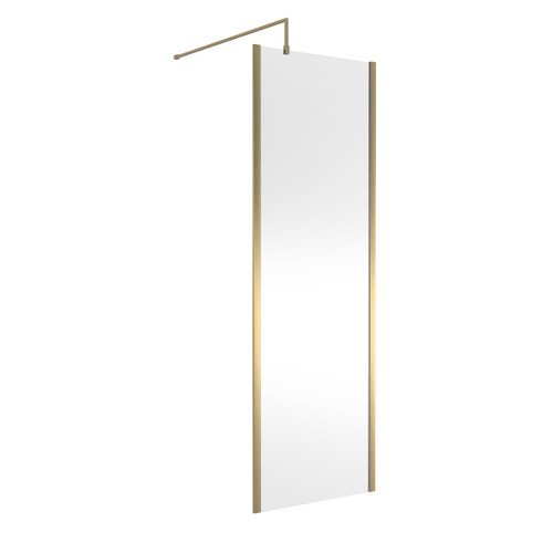 Hudson Reed 700mm Outer Framed Wetroom Screen with Brushed Brass Support Bar- WRSOBB70 Main View