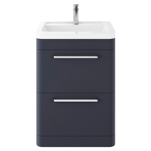 Hudson Reed Solar Indigo Blue 600mm 2 Drawer Vanity Unit and Ceramic Basin with 1 Tap Hole - SOL301A Main View