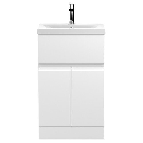 Hudson Reed Urban Satin White 500mm 2 Door and 1 Drawer Vanity Unit with 40mm Profile Basin - URB101A Main View