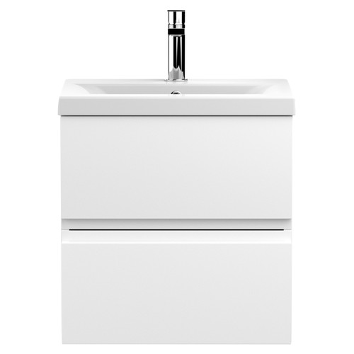 Hudson Reed Urban Satin White 500mm Wall Hung 2 Drawer Vanity Unit with 40mm Profile Basin - URB102A Main View